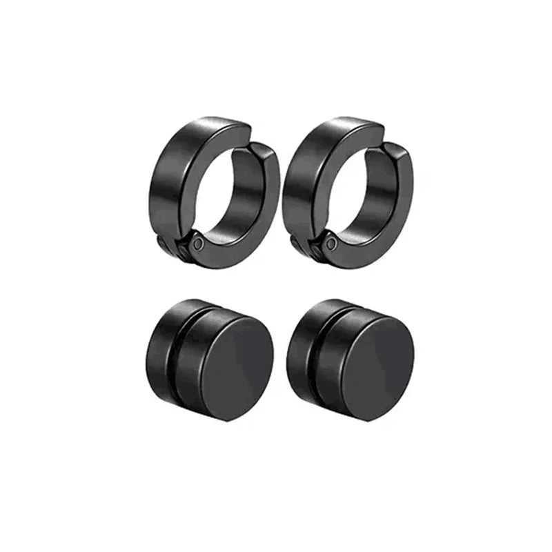 Men's Punk Cross Magnetic Earrings Set