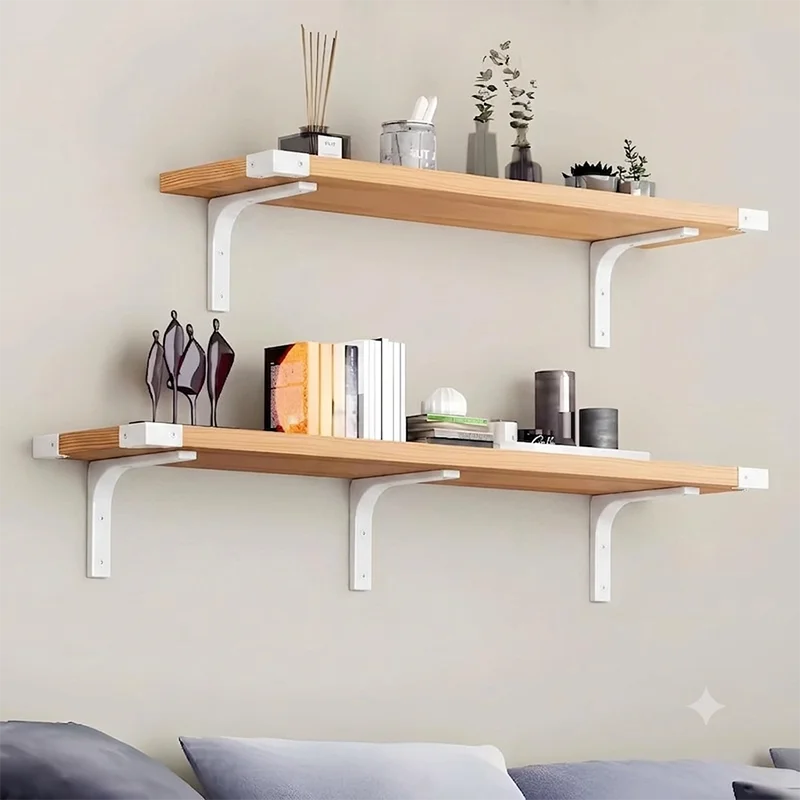 White L-Shaped Shelf Brackets, 12.5 × 15 cm, Pair