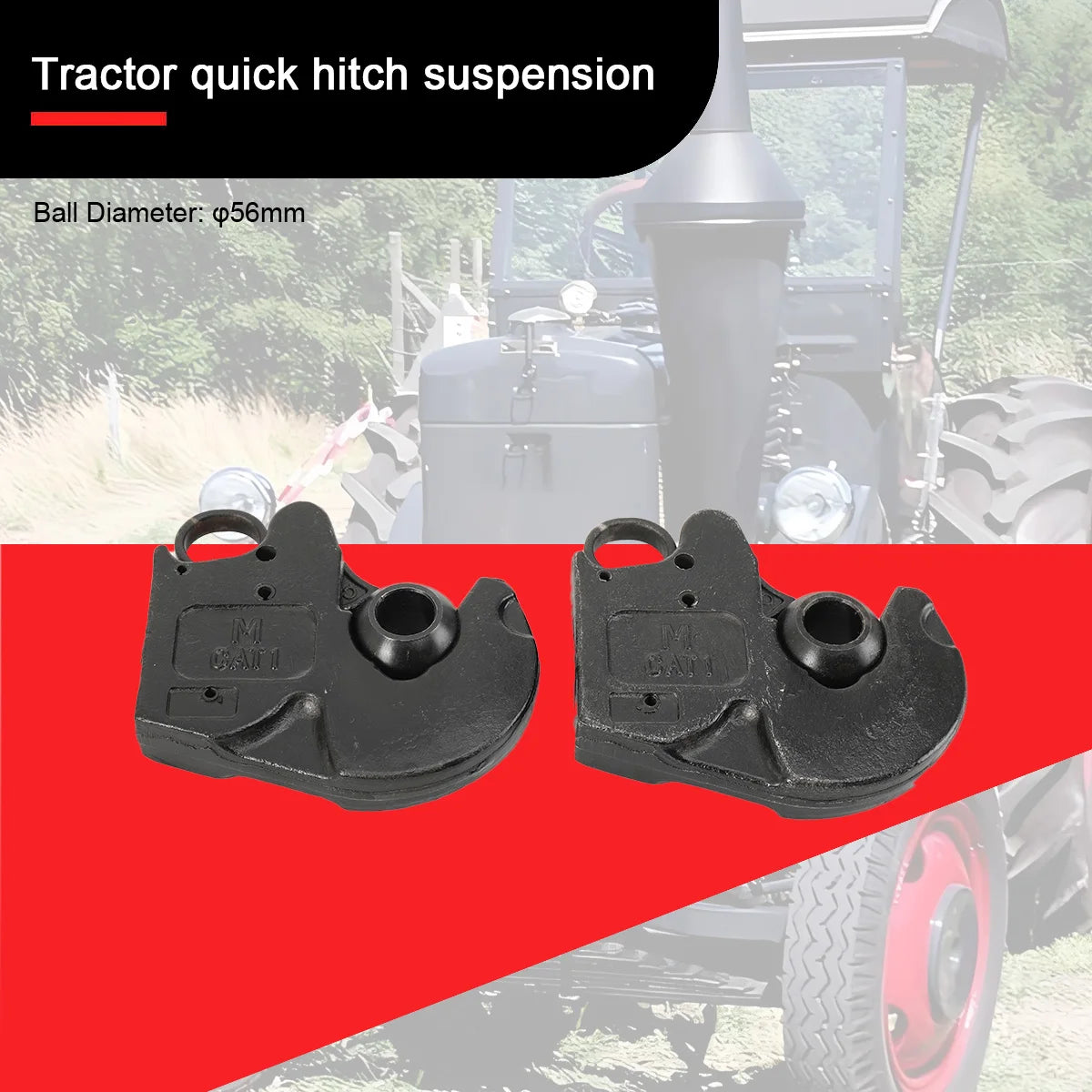 2-Pack CAT I Lower Link Quick Hitch Hooks with Balls for 60-120 HP Tractor 36MnCr5 Steel 7.5 Kg Each - Agricultural Tractor Hitch System 2-Pack CAT I Lower Link Quick Hitch Hooks with Balls – 60–120 HP Tractor 36MnCr5 Ste