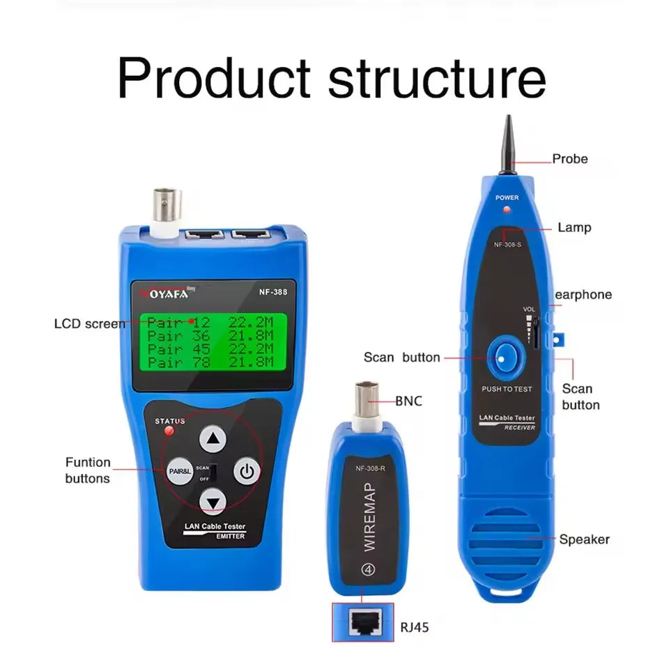 NF-388 Cable Tester with 8 Remote Identifiers