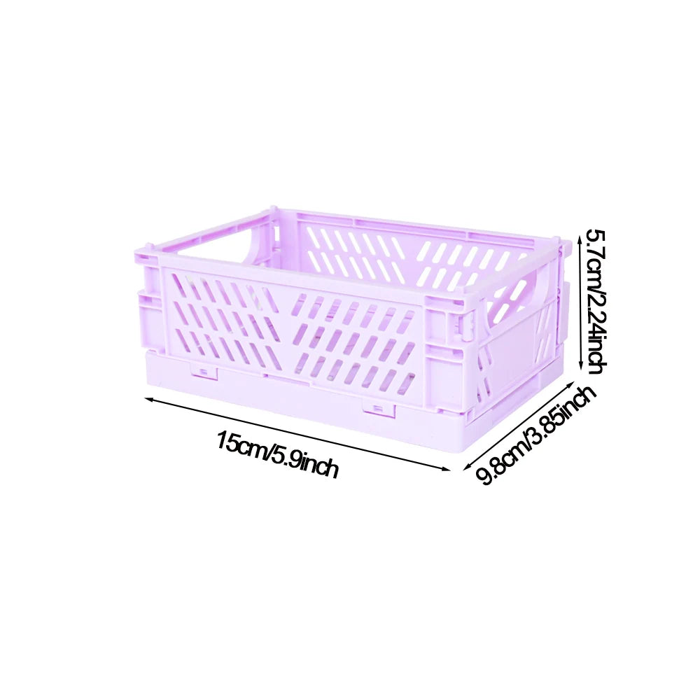 Foldable Plastic Storage Basket, Size and Style Options