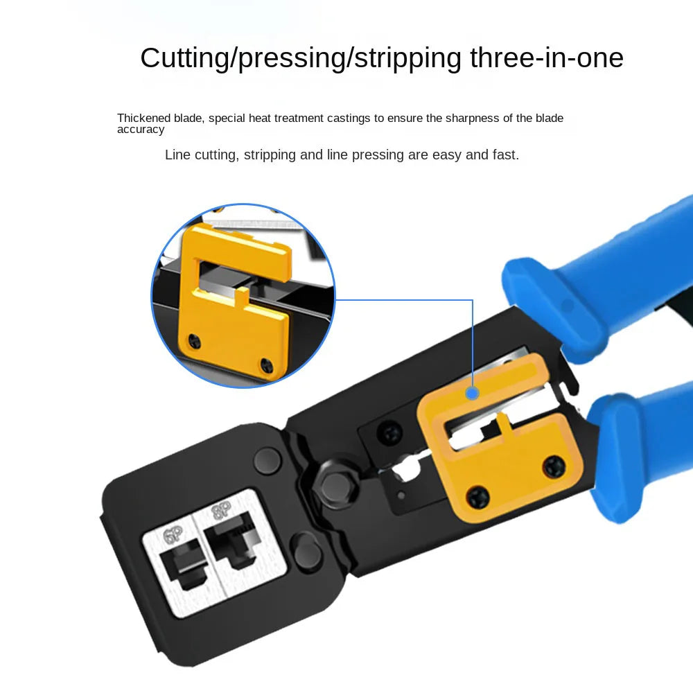 Ratcheting RJ45 and 6P Modular Cable Crimper