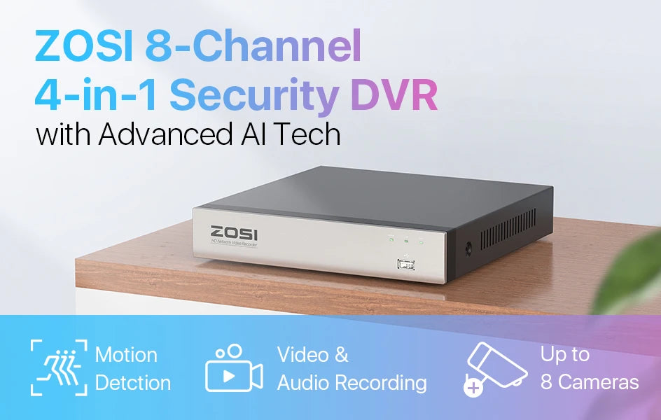ZOSI 8-Channel 1080P DVR Security Recorder with H.265+