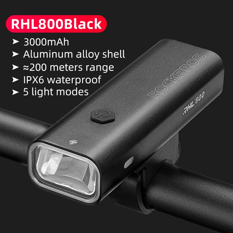 USB-C Rechargeable Bike Light 400–800LM Waterproof Front Headlight