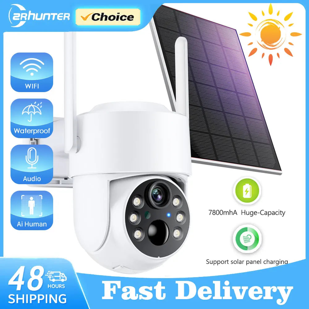 WiFi PTZ Camera Outdoor Wireless Solar IP Camera 4MP HD Built-in Battery Video Surveillance Camera Long Time Standby iCsee APP 