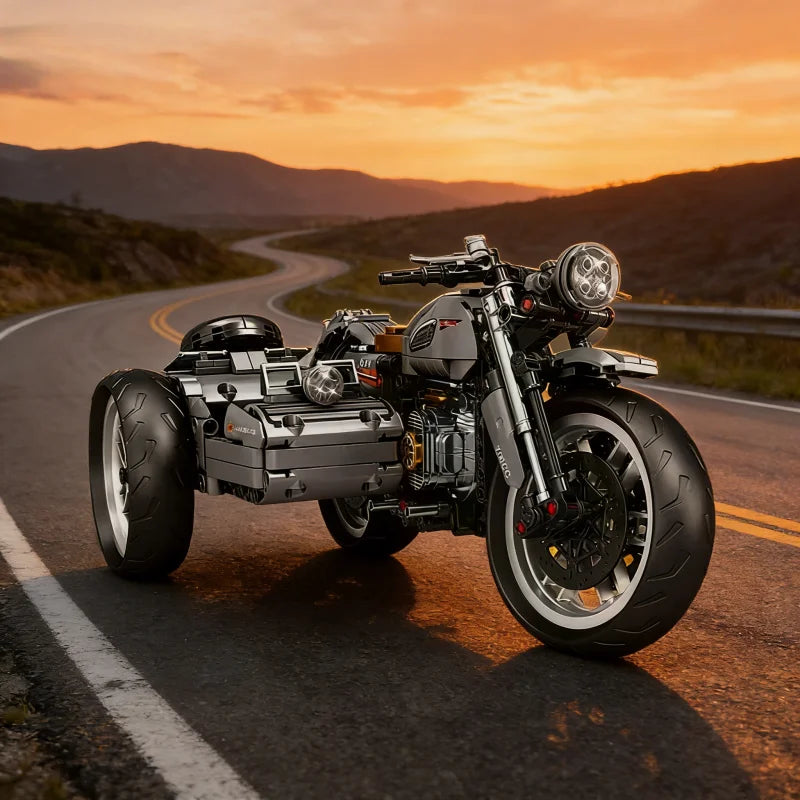 Kit de construcción de motocicleta retro de tres ruedas
