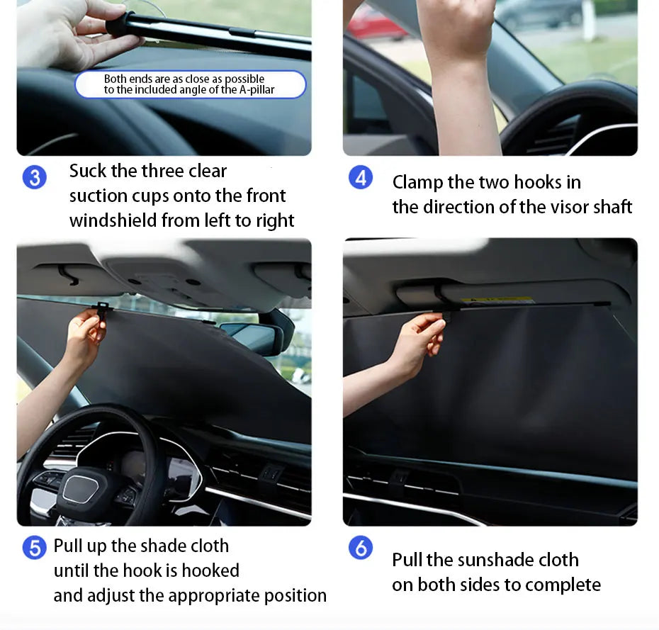 SEAMETAL Telescopic Car Curtains Summer Windshield Sun Protection Cover 72cm-140cm Adjustable Width Sun Shade Privacy Curtains
