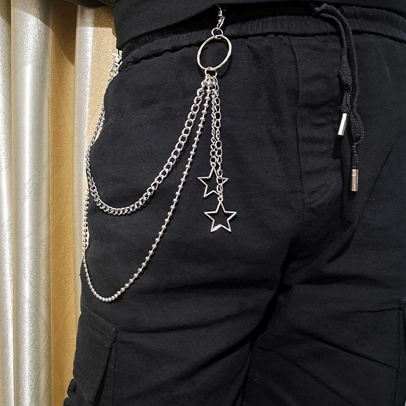 Punk Steet Κλειδιά Κολιέ Γυναίκες Άνδρες Σελήνη Αστέρι Τρυπες Κρανία Αξεσουάρ Επιλογή Ροκ Γκόθ Πως Παντελόνια Μέση Ζώνη Κολιέ Στα Jeans Κοσμήματα
