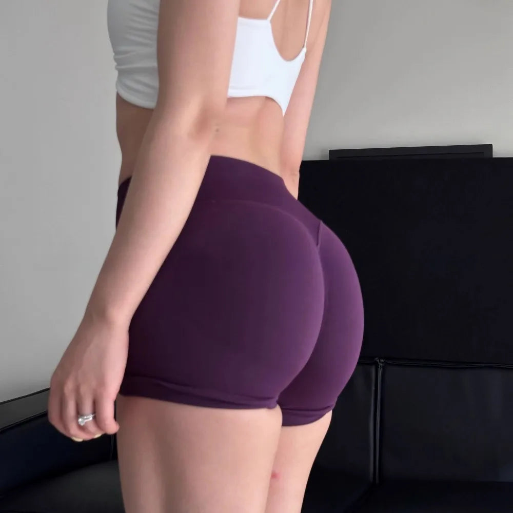 Seamless Shorts Ribbed Yoga Shorts Women Flex Scrunch Bum Gym Shorts Booty Running Short Butt Lifting Workout Pants 