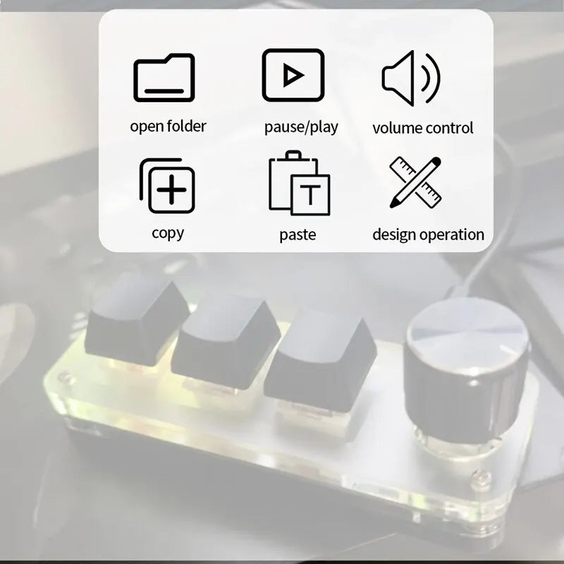 Three-Key Programmable Macro Pad with Knob
