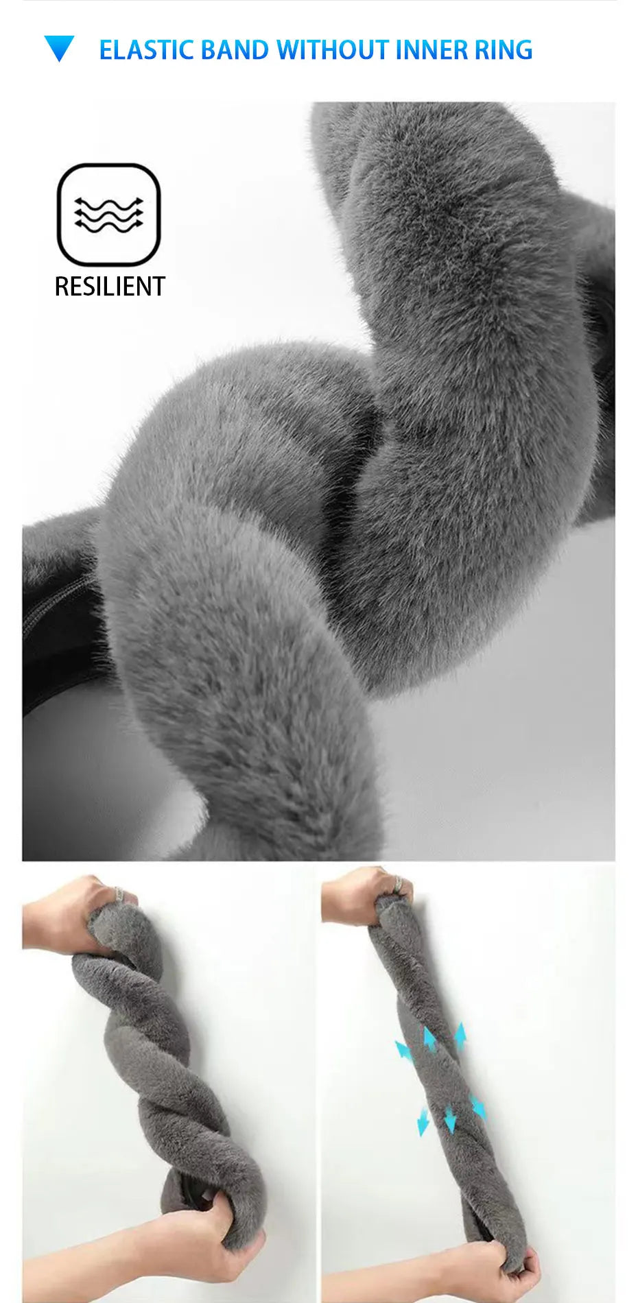 SEAMETAL Winter Warm Steering Wheel Cover Soft Plush Steer Cover Flexible Anti Slip Full-Wrapped Steering Protector for 37-39cm