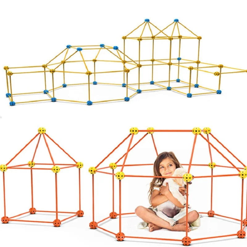Kids Creative Fort Building Blocks Indoor Tent Brick Kit DIY Educational Building Castle Assembled Toys Ball Games Toy Gift 