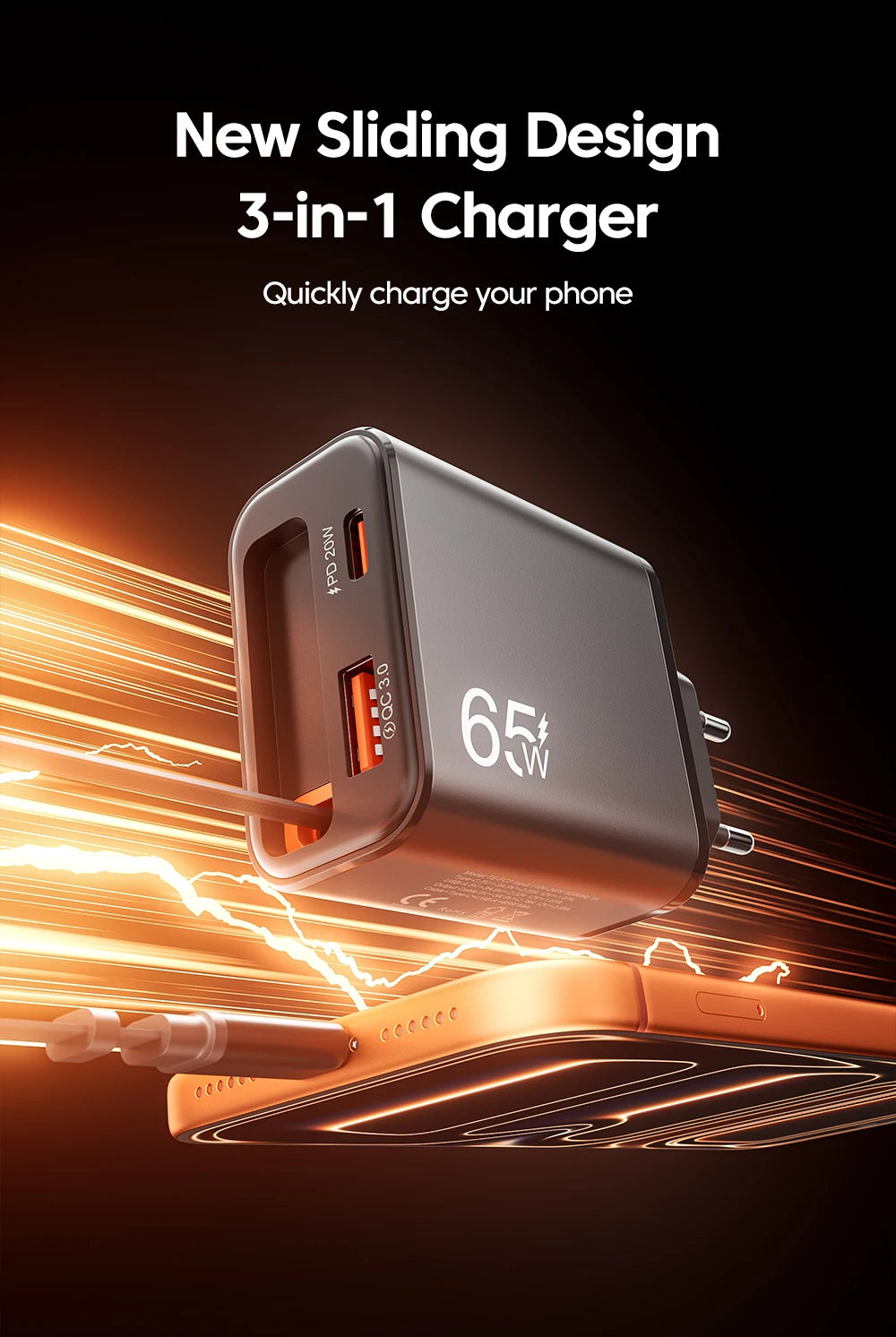Wandladegerät mit ausziehbarem USB-C-Kabel