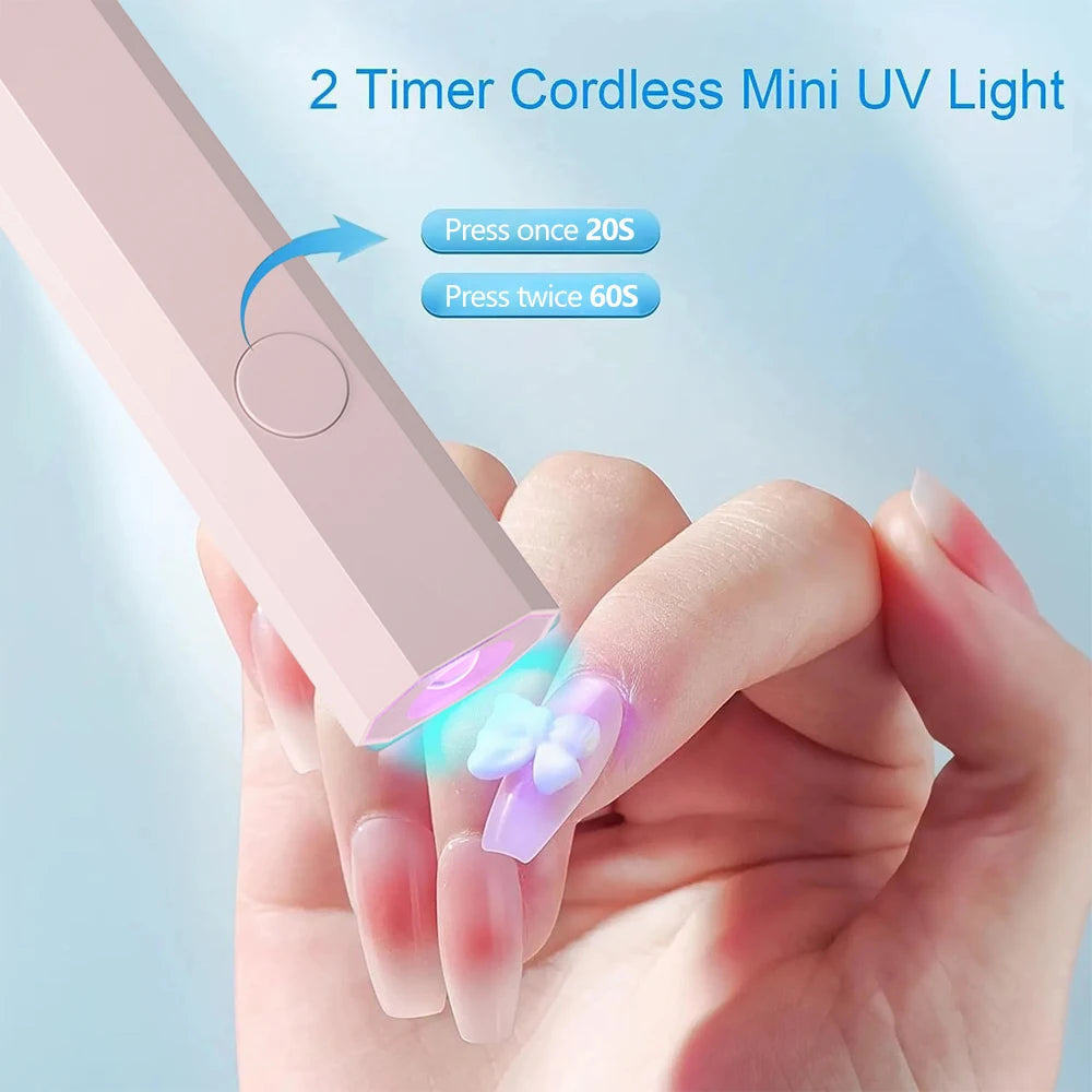 Convenient Handheld Mini UV Light Cure Nails Lamp for Gel Nails LED Nail Lamp for Gel Polish Manicure Nail Dryer for Fast Curing 