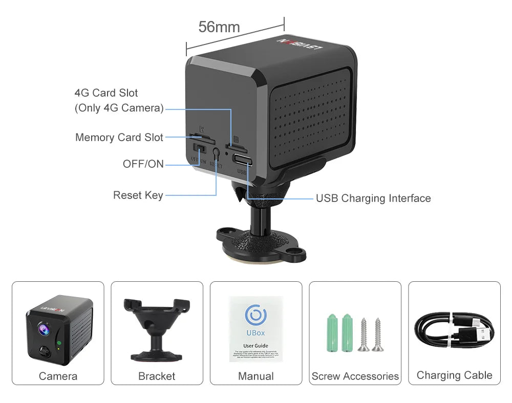 LS VISION 5MP Mini Security Camera with 4G SIM and WiFi