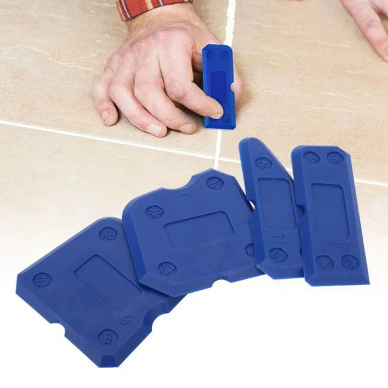 4pcs Silicone Glass Cement Scraper Sealant Grout Remover Tool Home Finishing Caulking Tools Home Cleaning Hand Spatula Tool 