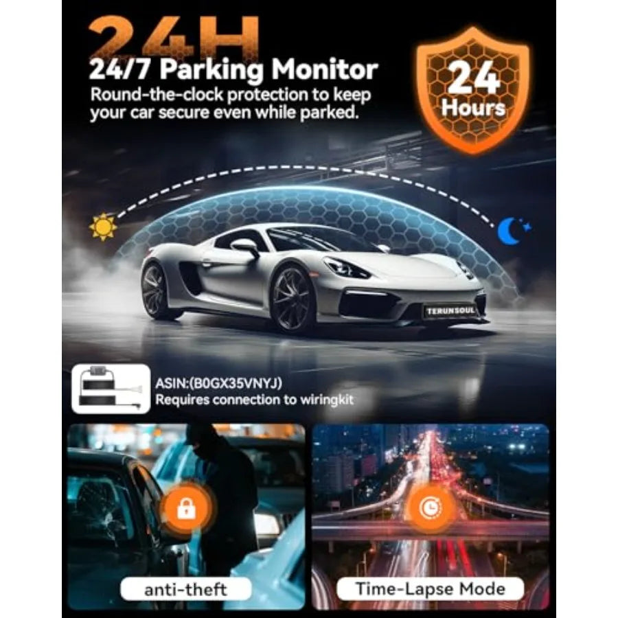 4K Front and Rear Dash Cam with Night Vision and Collision Sensor