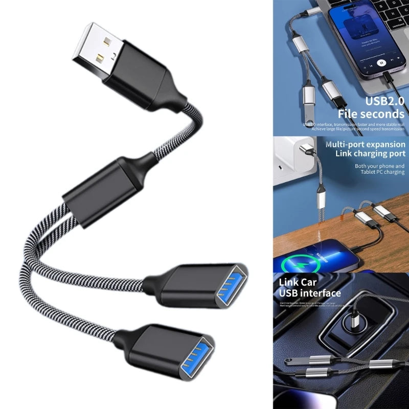 USB-A to Dual USB-A Splitter Cable, 28 cm