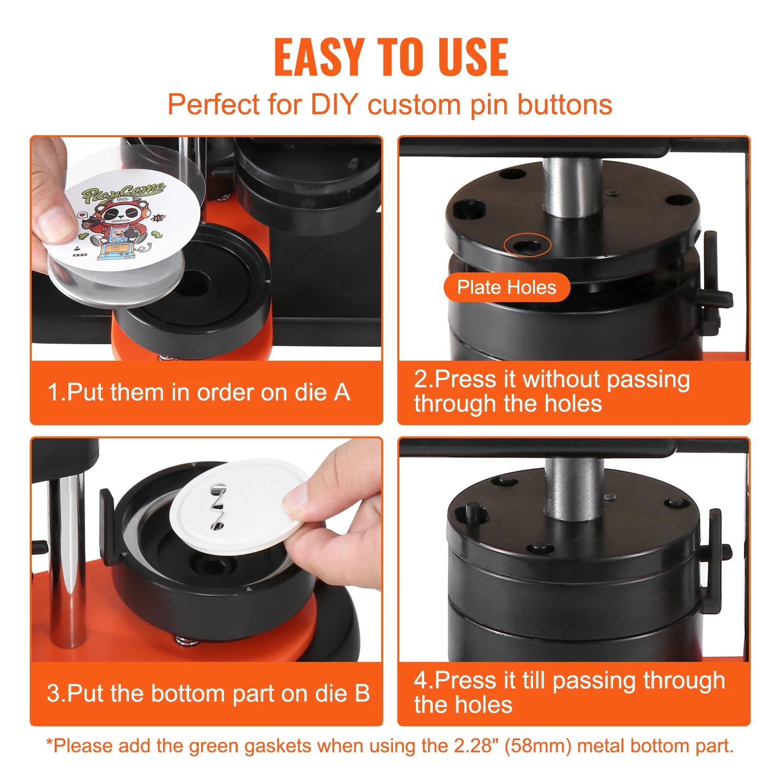 Button Maker Machine Kit with 25/32/58mm Molds & Accessories