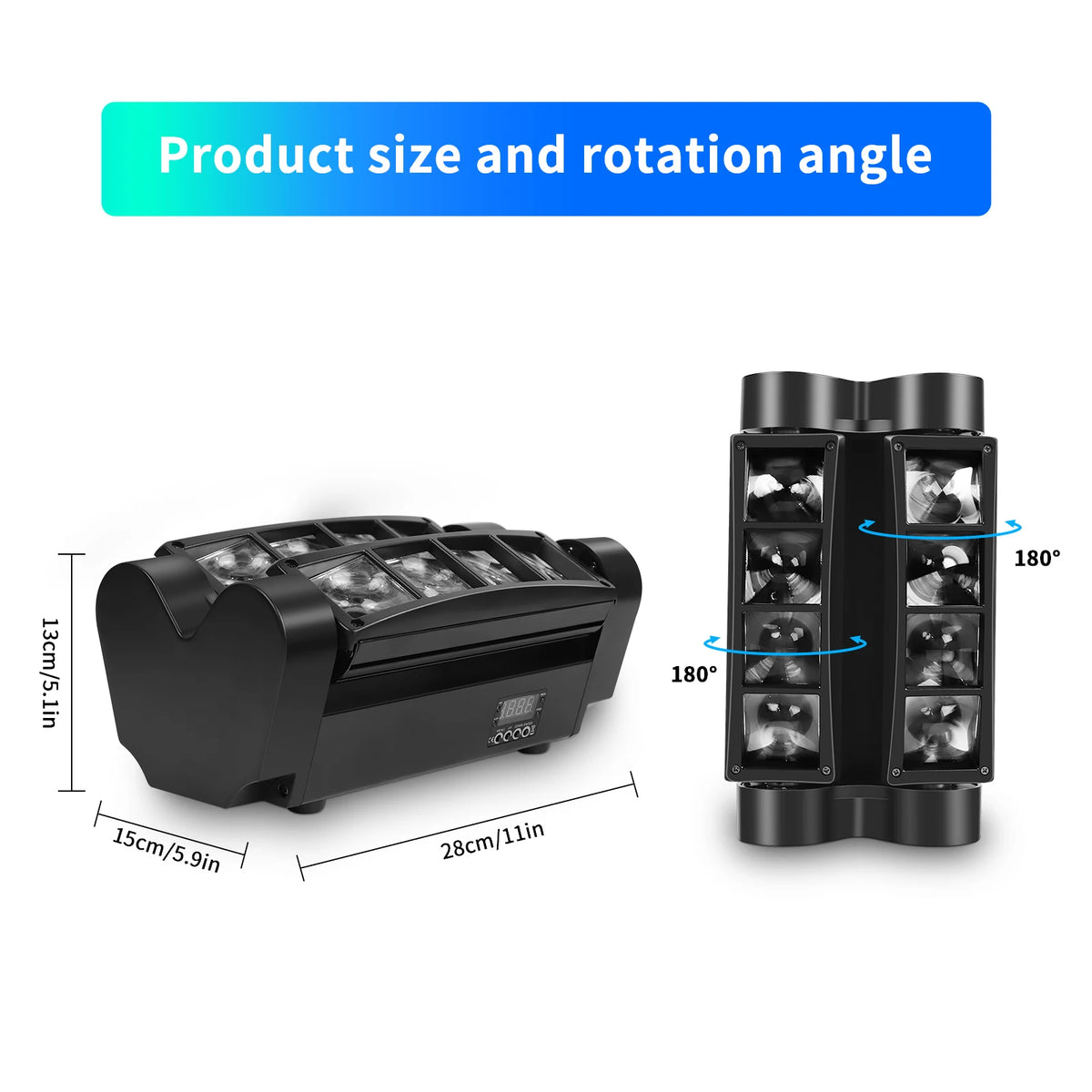 2X Luci Mini Ragno 80W RGBW Movimento Testa da Palco