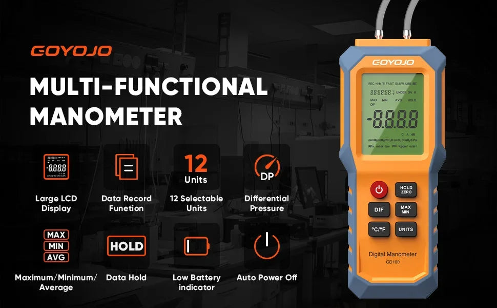GD100 Digital Differential Pressure Manometer