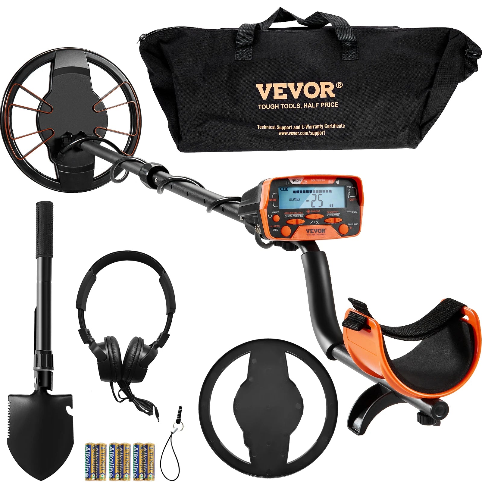 10" Waterproof Metal Detector with LCD, 7 Modes & Adjustable Stem