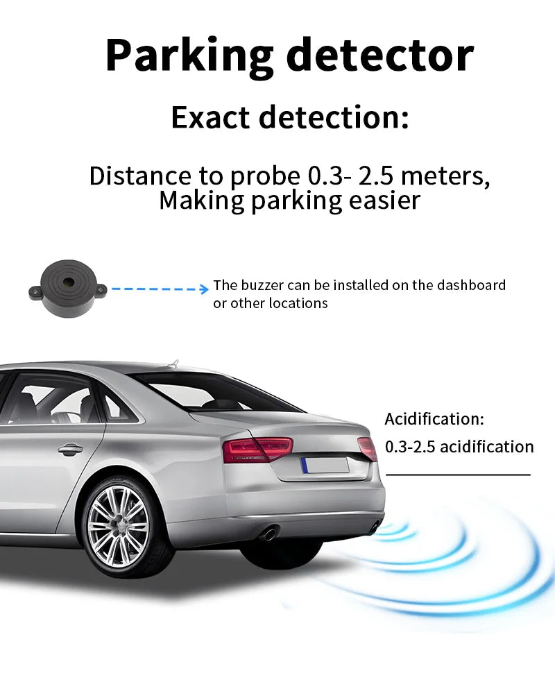 Rearview Mirror Parking Sensor System with 4 Radar Probes
