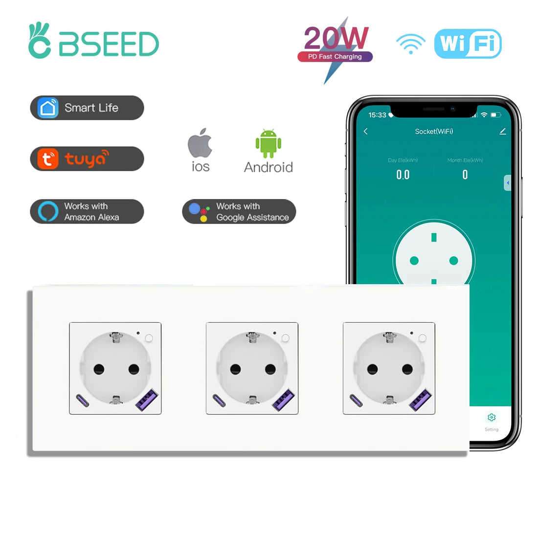 Wi-Fi Wall Socket with USB-C Charging - Options
