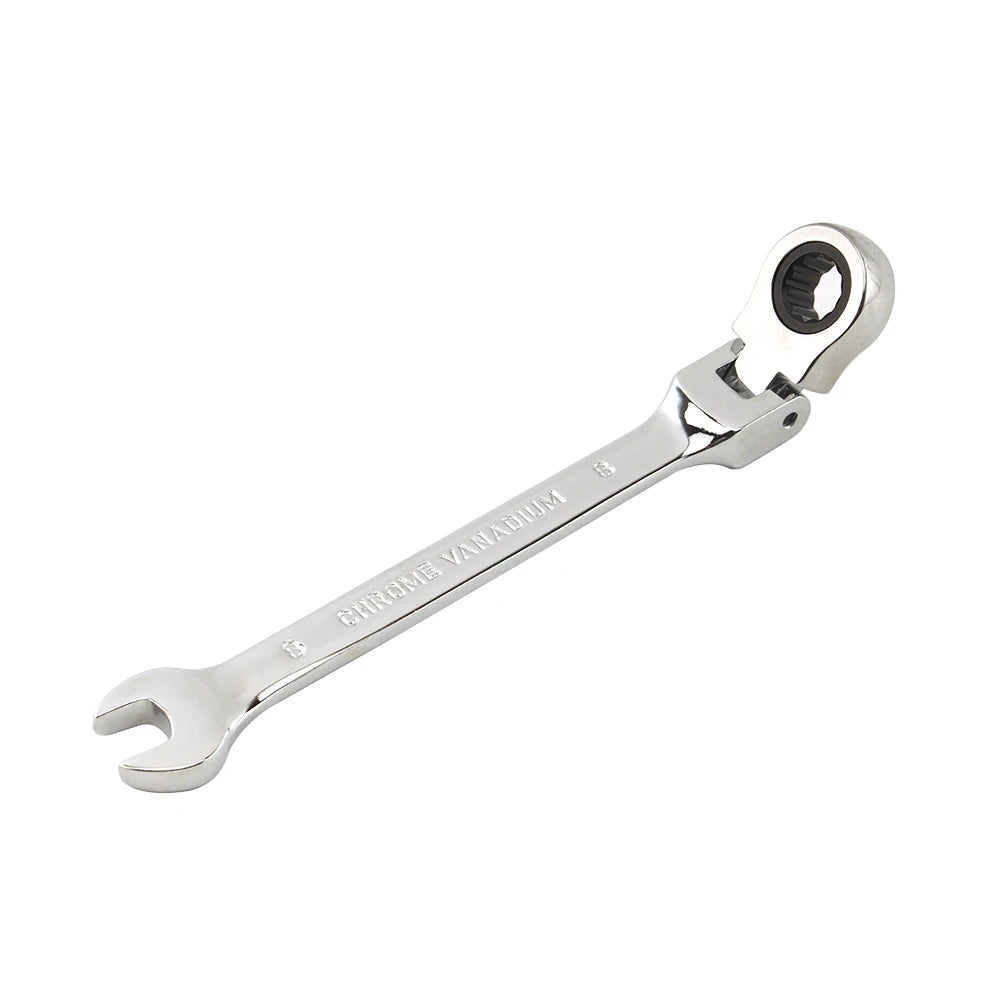 Flexible-Head Ratchet Combination Spanner, Metric Size Options
