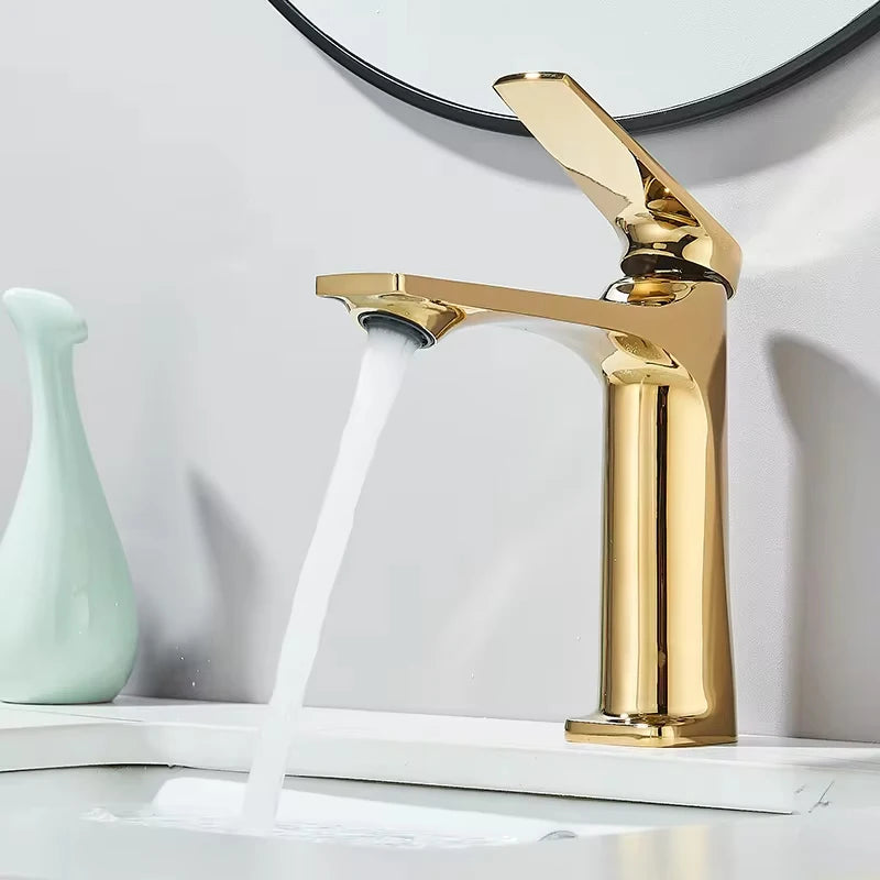 Gun Grey Modern Bathroom Sink Faucet Single Handle Deck Mounted Wash Basin Water Tap Hot And Cold Mixer 