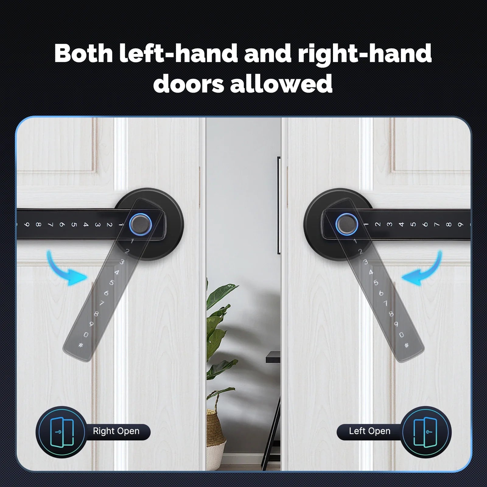 Fechadura de Porta com Impressão Digital Bluetooth Smart, Senha e Desbloqueio Remoto por Aplicação
