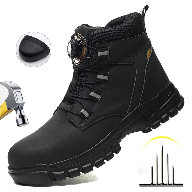 Waterproof Safety Boots Men Indestructible Steel Toe Work Boots Anti-smash Stab-resistant Safety Shoes Biker Botas Para Hombre 