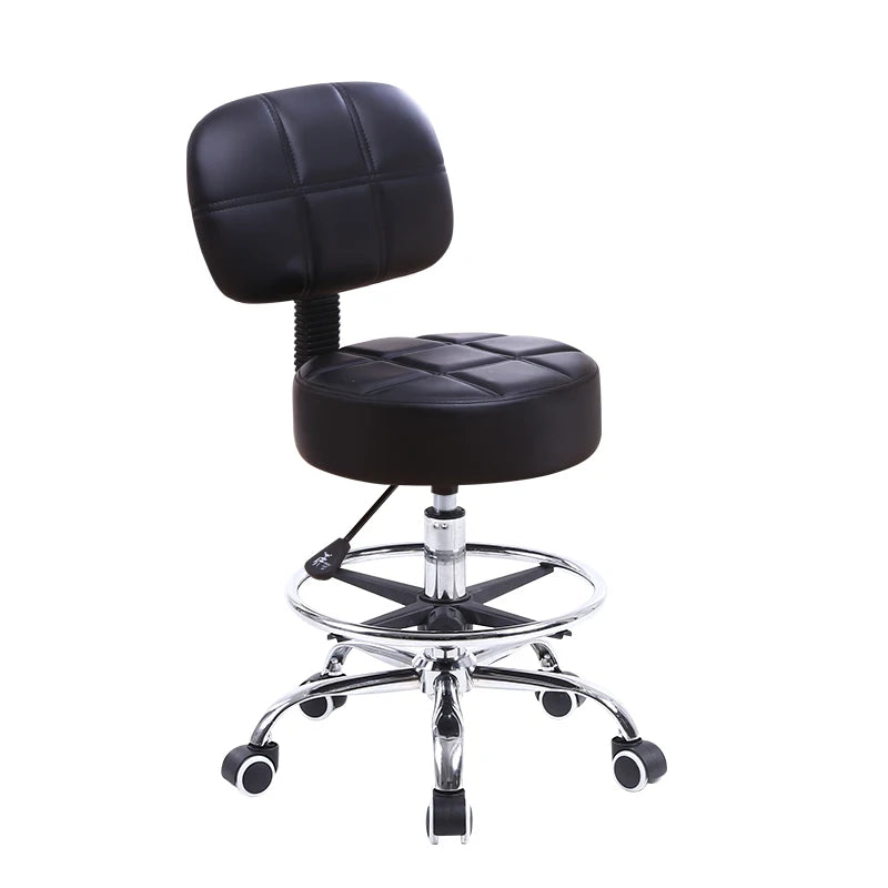 Adjustable Rolling Stool with Backrest & Footrest Drafting Chair