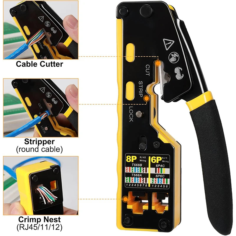 Pass-Through RJ45 Crimping Tool and Kit