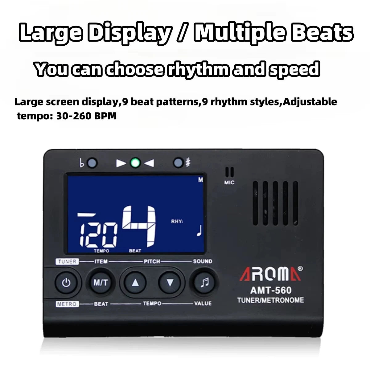 AMT-560 Stimmgerät und Metronom mit Tonabnehmerkabel