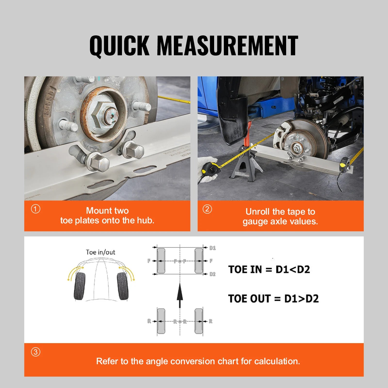 Wheel Alignment Tool 2-Pack Toe Alignment Plates Stainless Steel