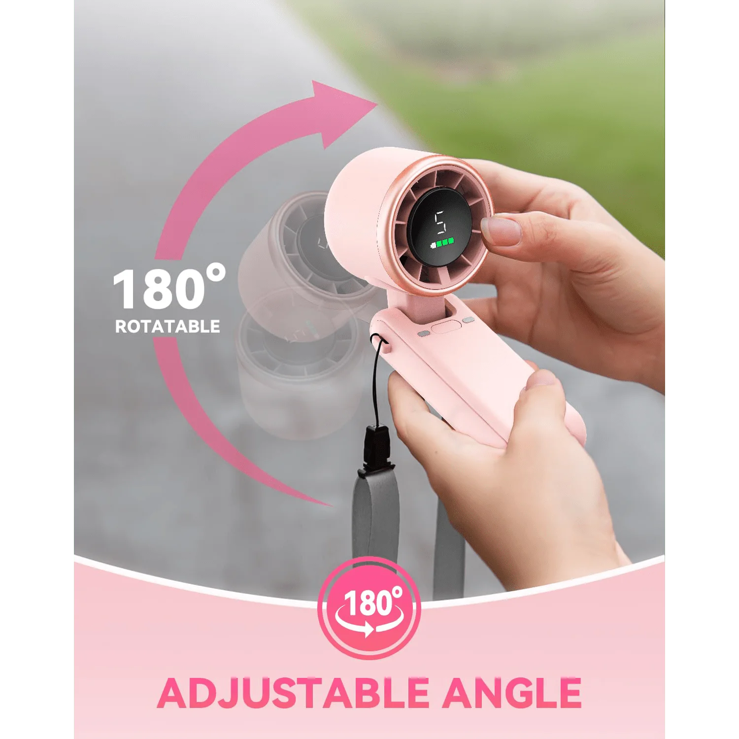 Portable Handheld Turbo Fan, 5000mAh, 12-Hour Battery Life