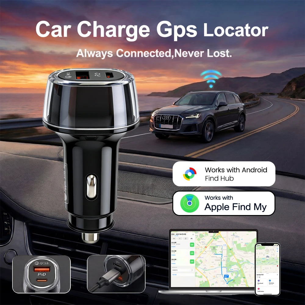 Auton lataus GPS-lokaatiointiseuranta 20W USB puhelimen laturi nopea lataus tyyppi C QC3.0 iPhone Find My Apple Official App