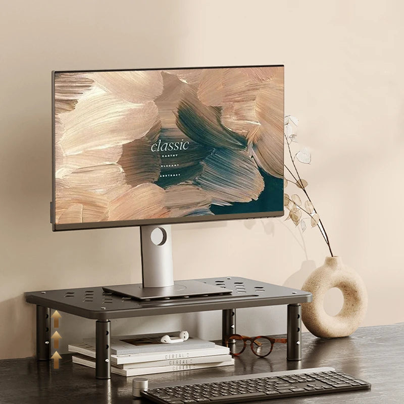 Rehausseur de moniteur réglable avec espace de rangement