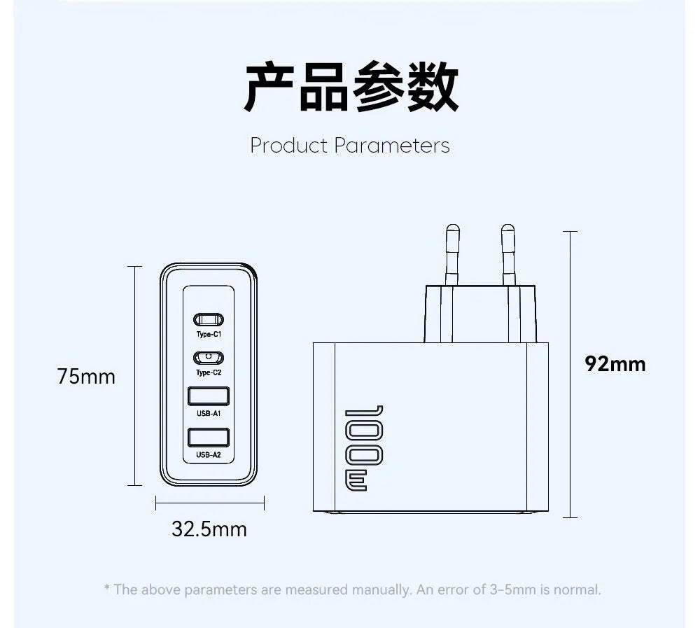 Essager 100W GaN USB Type C Caricabatterie PD QC Quick Charge 4.0 3.0 Type C Ricarica Rapida Per iPhone 14 13 12 Xiaomi Macbook 