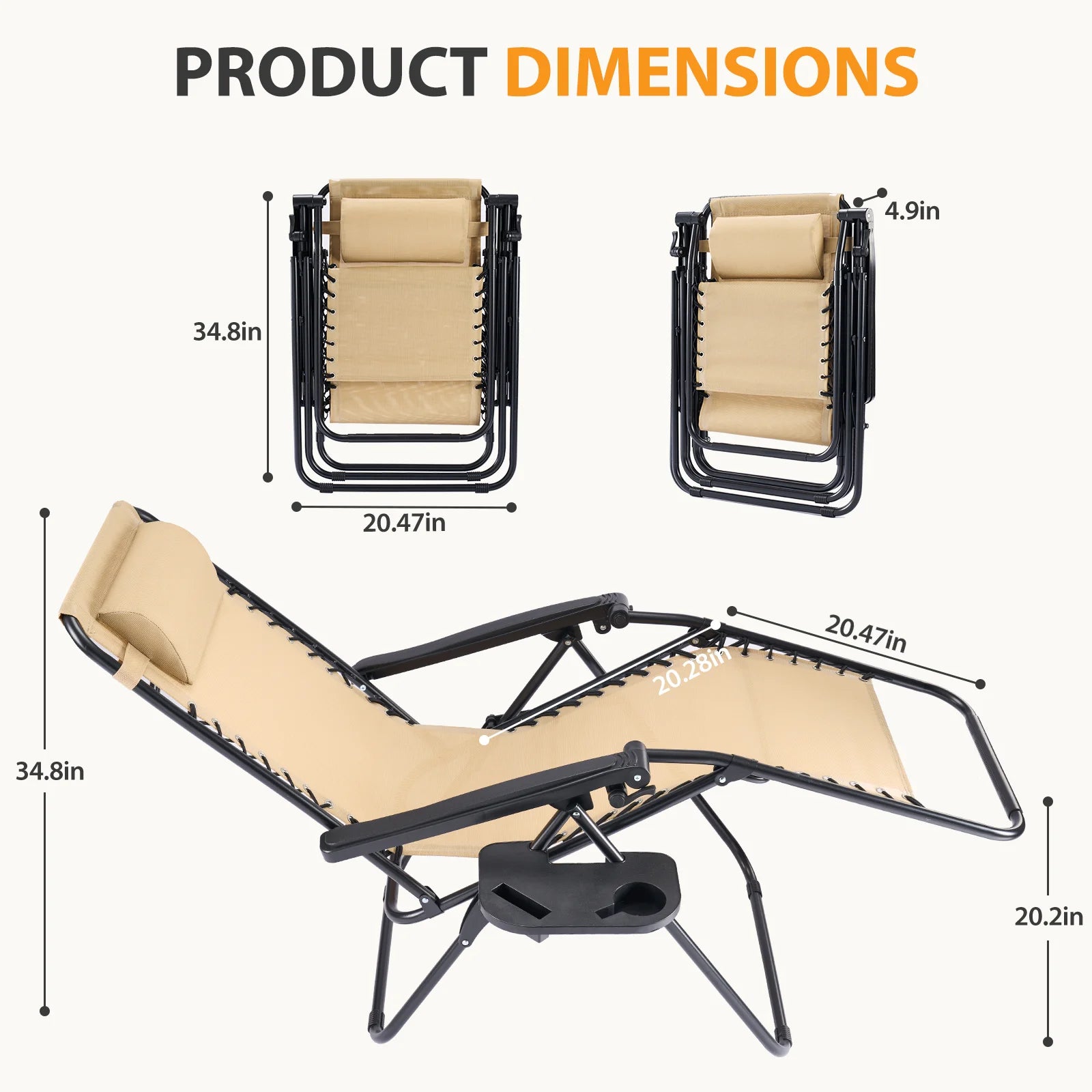 Zero Gravity Recliner Chairs Set of 2 with Tray & Adjustable Headrest