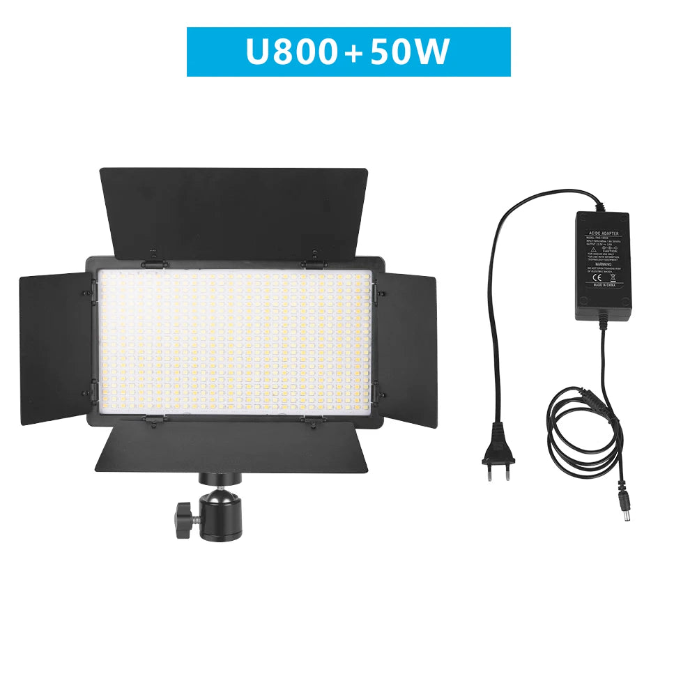 Lumière vidéo LED bicolore U800+ 2500K-8500K avec télécommande et trépied