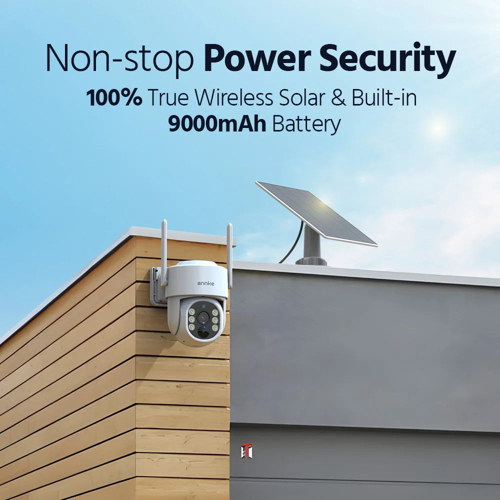 4CH Wireless Security Camera System with 7 Inch Monitor and 2 Solar PTZ Cameras