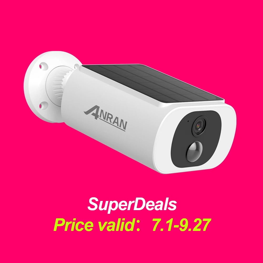 ANRAN 2K Wireless Solar Camera Outdoor Surveillance Integrated Battery Wifi Camera Humanoid Detection Flash Alarm Night Vision 