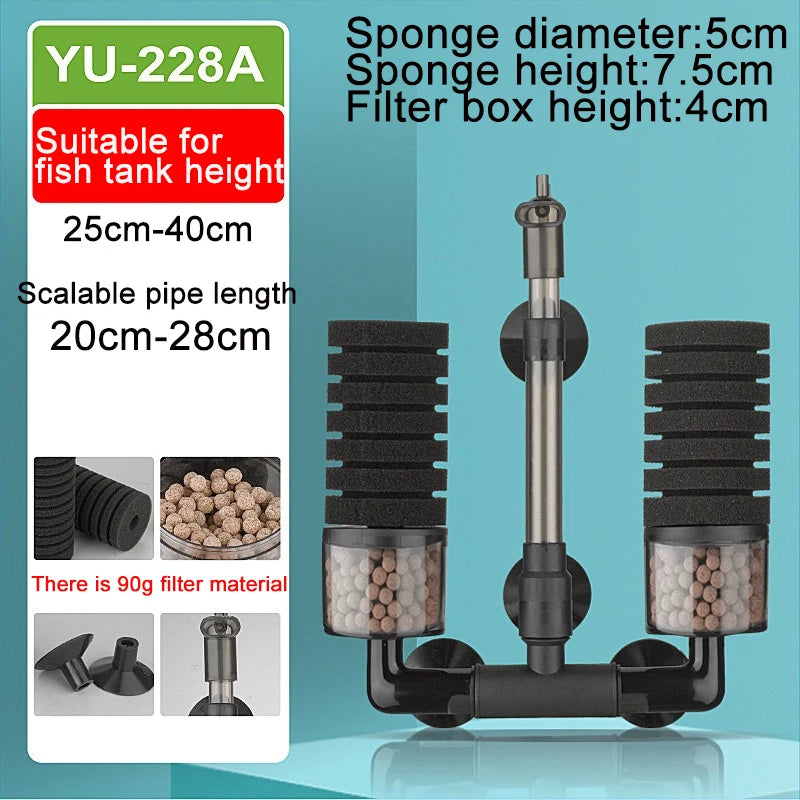 Dual-Sponge Aquarium Filter, Unit/Media Options
