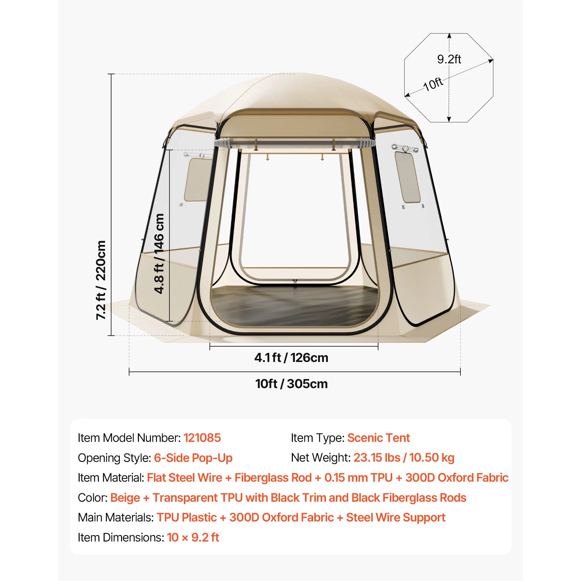 SucceBuy Bulle surgissante Tente étanche à l’eau et résistante aux UV, abri de camping transparent, tente dome/igloo d’extérieur avec fenêtres