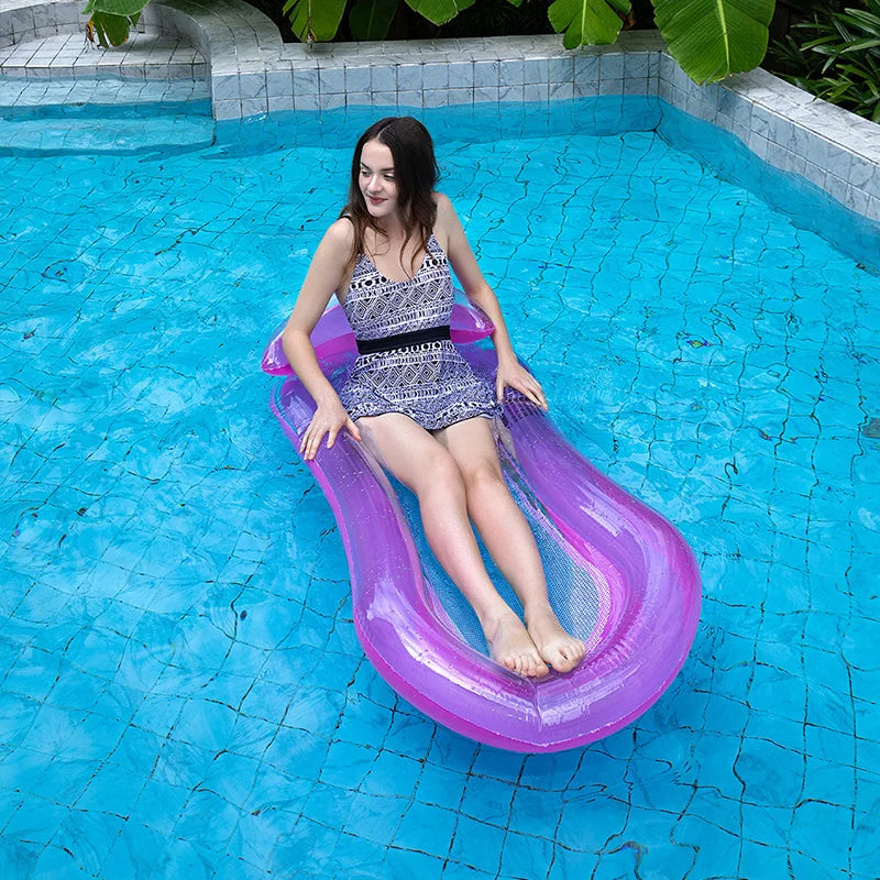 Rooxin Inflatable Water Hammock Floats Bed Swim Ring Tube Swimming Pool Mattresses Sleeping Bed Beach Lounger Chair 