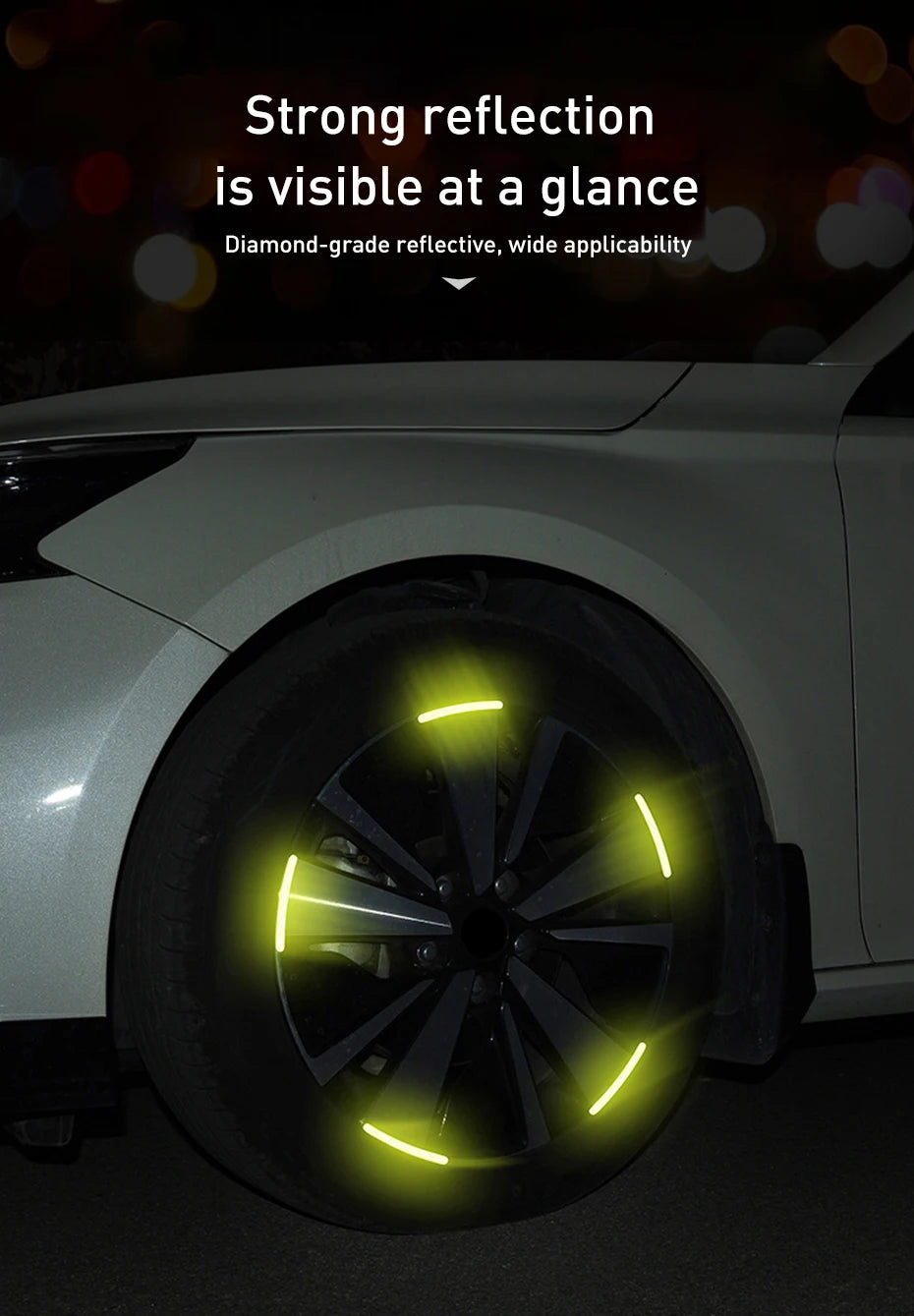 20pcs Car Wheel Hub Reflective Sticker Tire Rim Reflective Strips Luminous Sticker for Night Driving Car-Styling Accessories