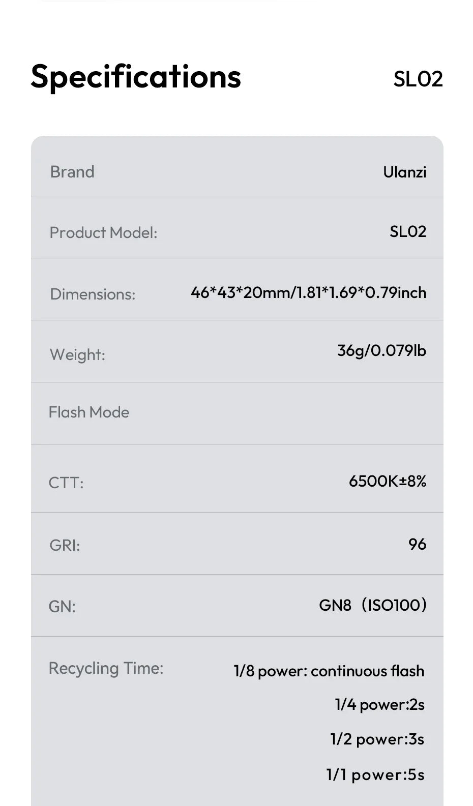 Ulanzi SL01 SL02 Mini Kamera Flaş Işığı SpeedLite GN8 6500K