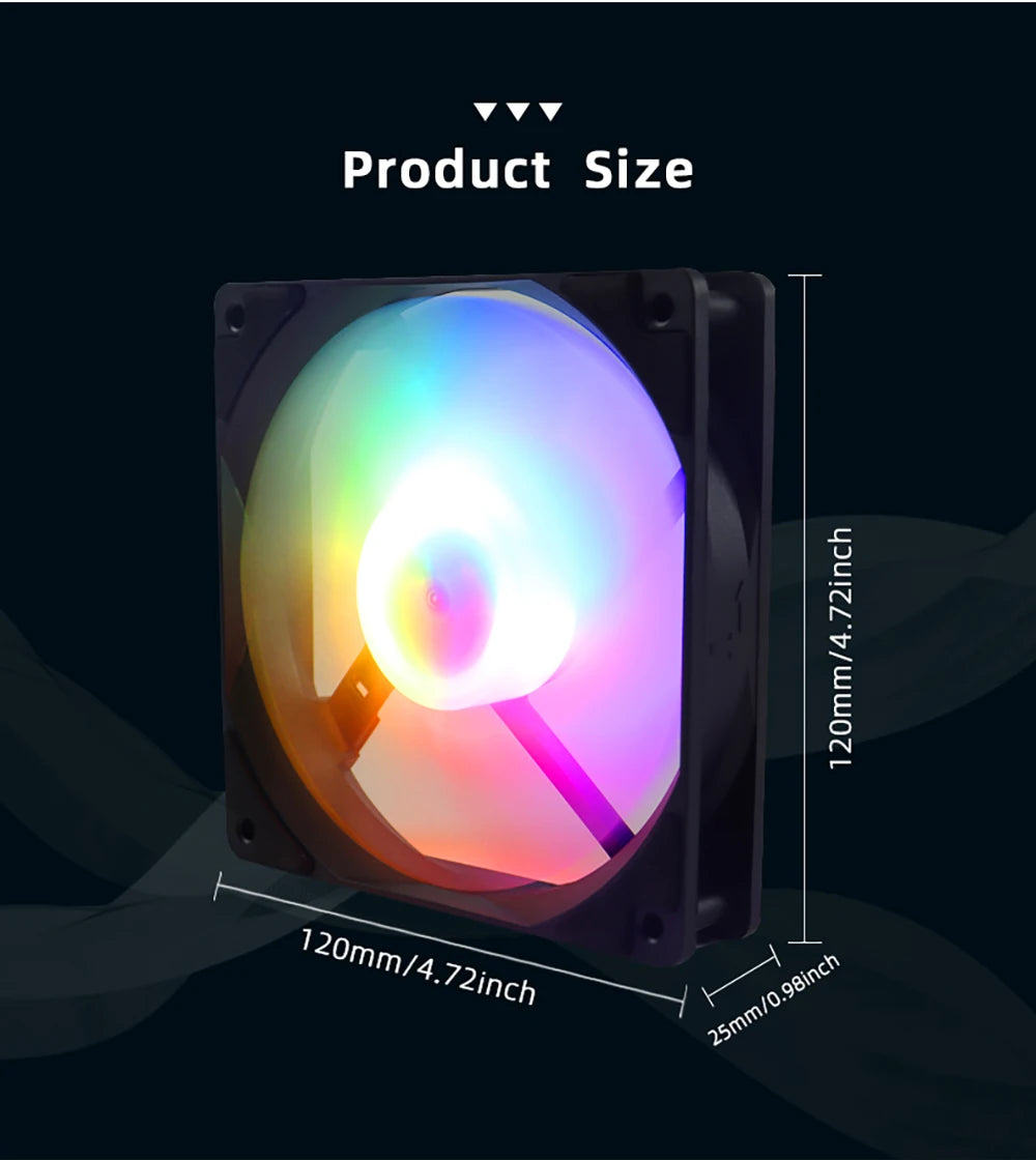 120 mm Rainbow RGB Computer Case Fan